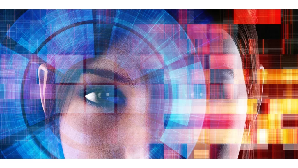 Women's eye with light circles around it